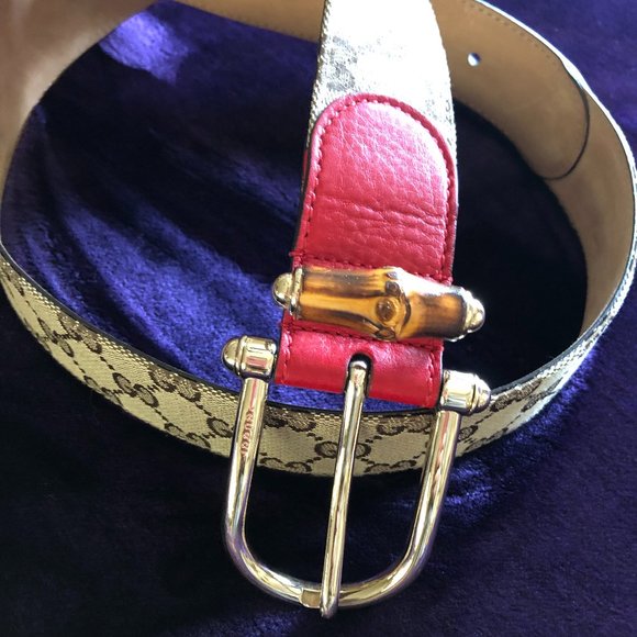 AUTHENTIC Gucci Original Canvas Leather Belt: Size M/L - Picture 2 of 11